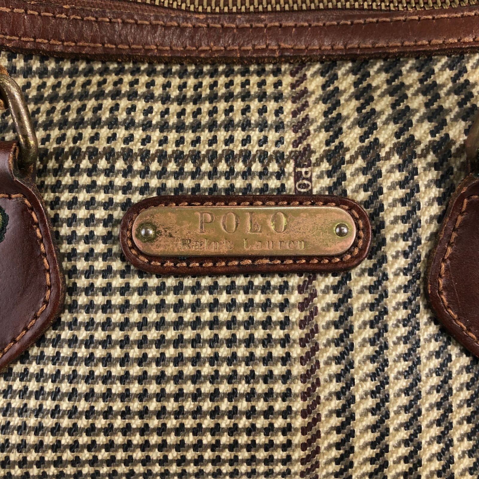 RALPH LAUREN ラルフローレン グレンチェック ハンドバッグ ブラウン