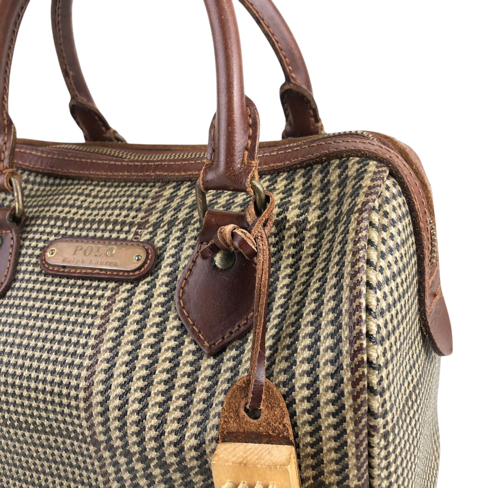RALPH LAUREN ラルフローレン グレンチェック ハンドバッグ ブラウン