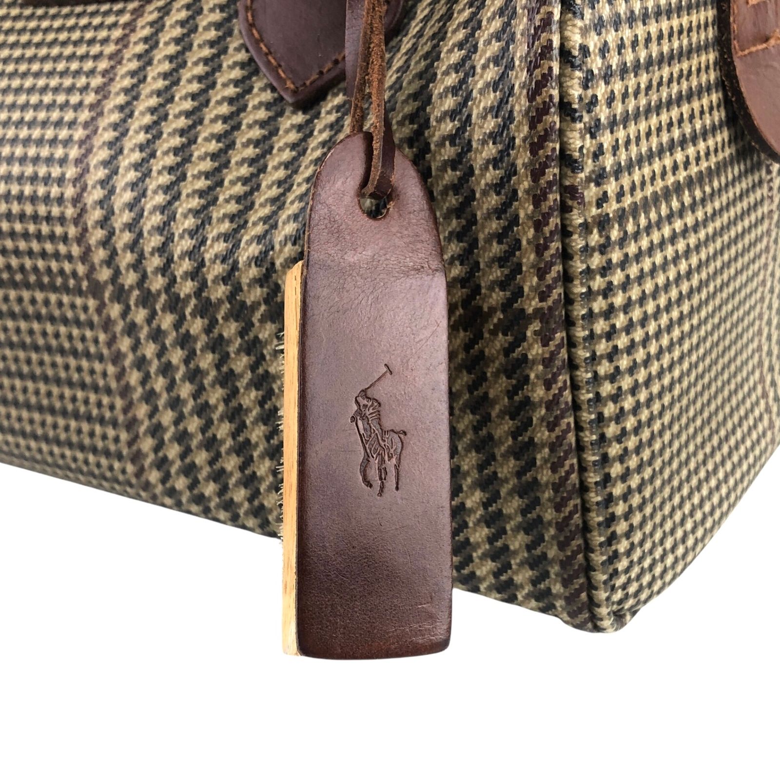 RALPH LAUREN ラルフローレン グレンチェック ハンドバッグ ブラウン