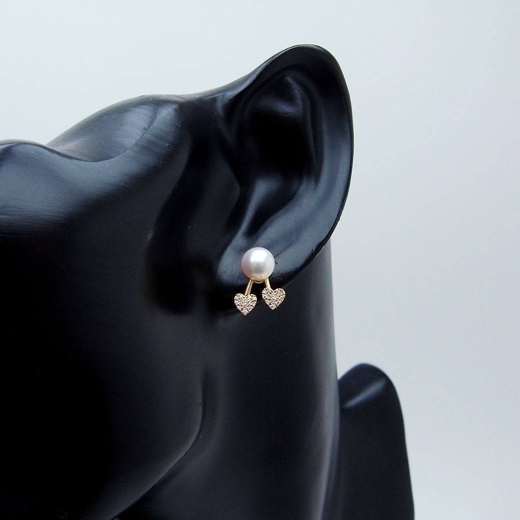 アーカー 18K/ダイヤ/アコヤパール ハートパヴェデュオパール ピアス ハートパヴェデュオパール ピアス | AHKAH / アーカー | 【公式