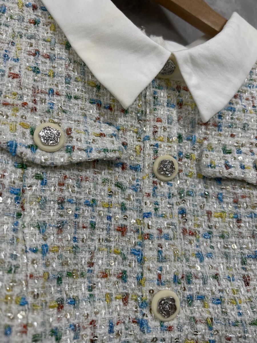 dazzlin ダズリン ツイードドッキングミニ ワンピース sizeS/オフ