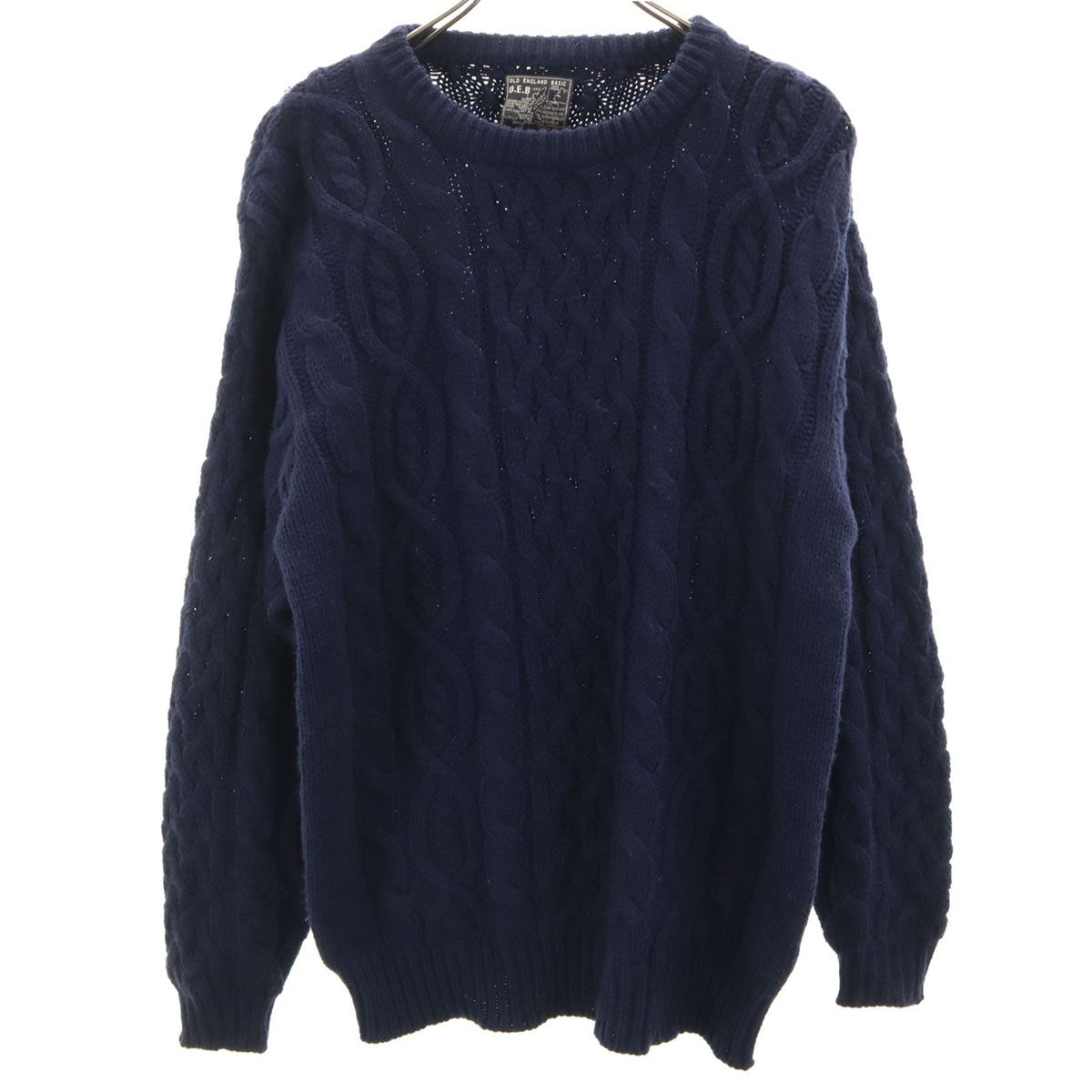 OLD ENGLAND ネイビー ケーブル編みセーター OLD ENGLAND ネイビー ケーブル編みセーター
