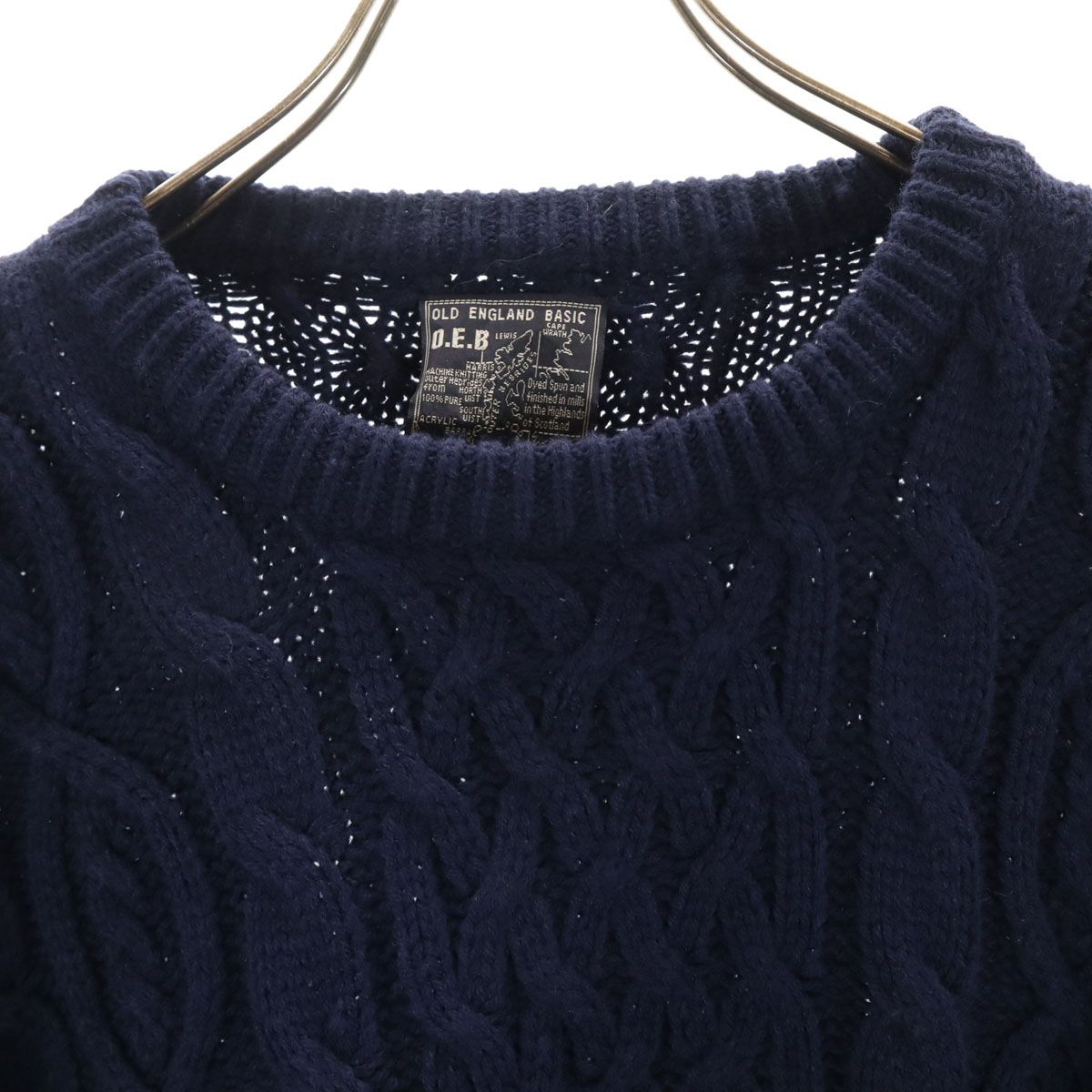 OLD ENGLAND ネイビー ケーブル編みセーター