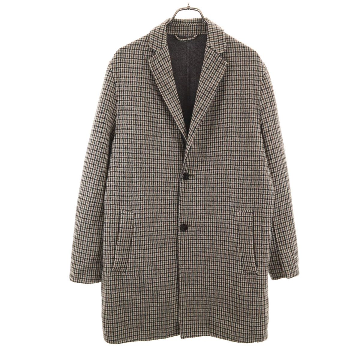 ZARA ザラ ウールブレンド 千鳥柄 チェスターコート M ブラウン系 