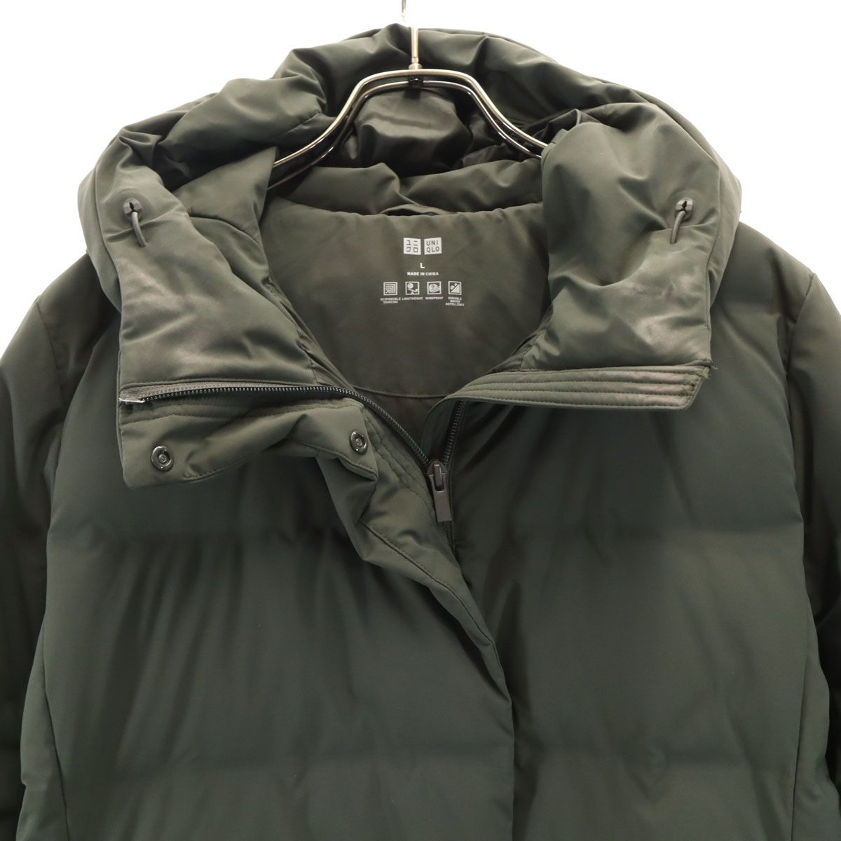 UNIQLO ユニクロ シームレス ダウンコート L カーキ レディース 古着