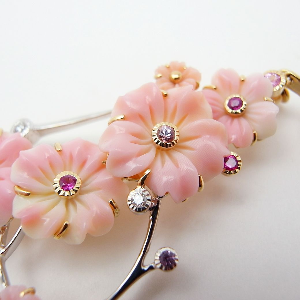 サクラ モチーフ コンクシェル ピンクサファイア ダイヤモンド