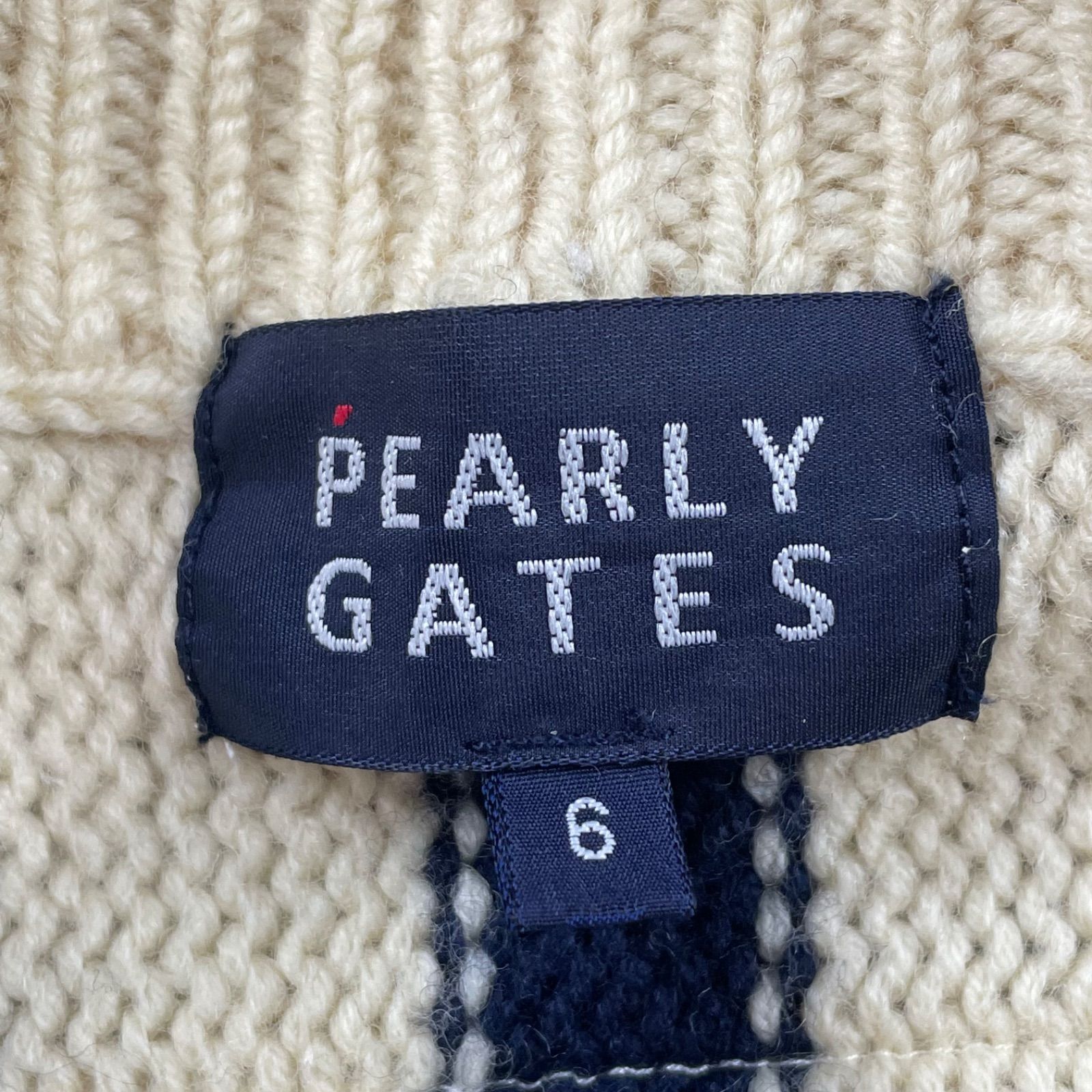 極美品　パーリーゲイツ　ニット　総柄　サイズ6　XL　刺繍　ワッペン　メンズ PEARLY GATES Wool Sweater Full-Zip パーリーゲイツ フルジップ