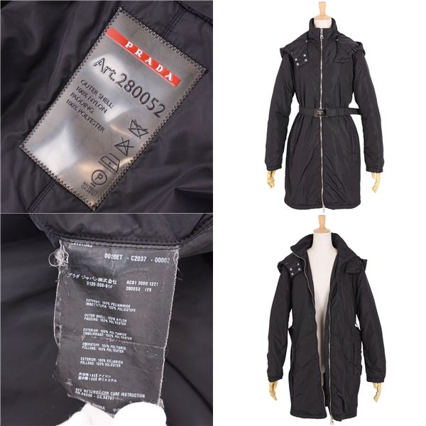 美品 プラダ スポーツ PRADA SPORT コート フード付き ロングコート