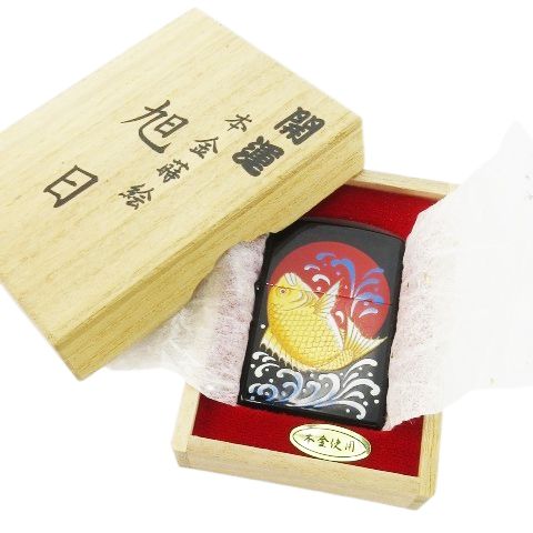 ジッポー ZIPPO 開運 本金蒔絵 旭日 ライター 喫煙具 オイル 鯛 桐