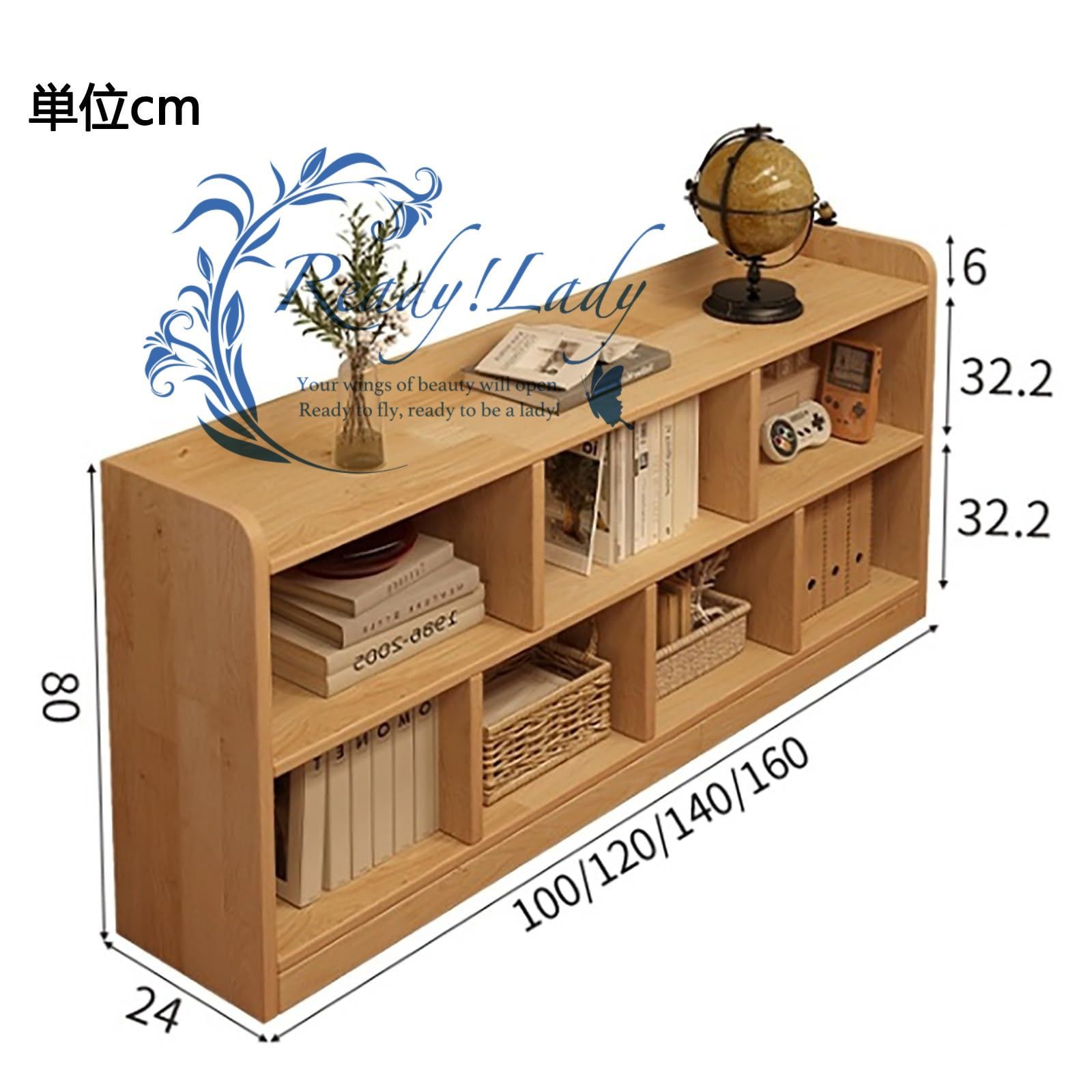 本棚　木製 本棚 収納ラック 木製本棚 天然無垢材の高められたガードレールは安定