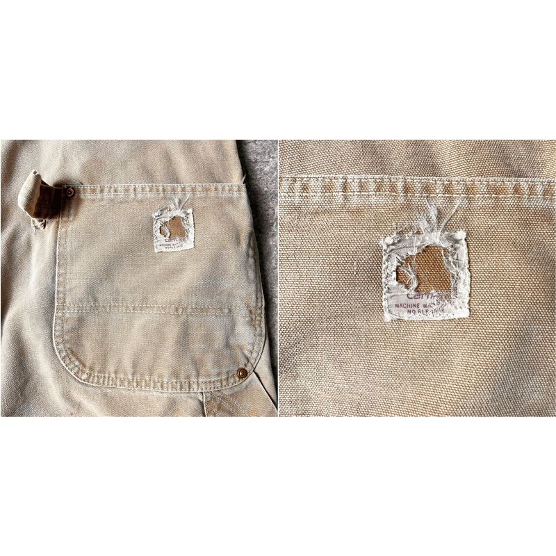 60s USA製 Carhartt デカC ボタン ダブルニー ダック オーバーオール