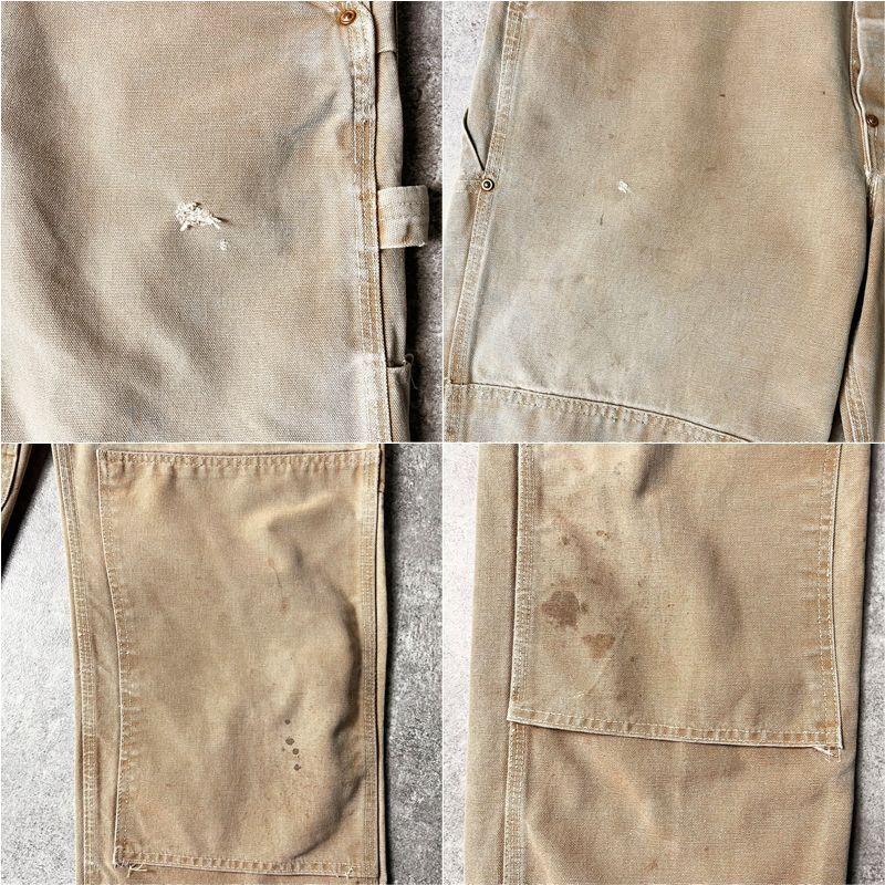 60s USA製 Carhartt デカC ボタン ダブルニー ダック オーバーオール