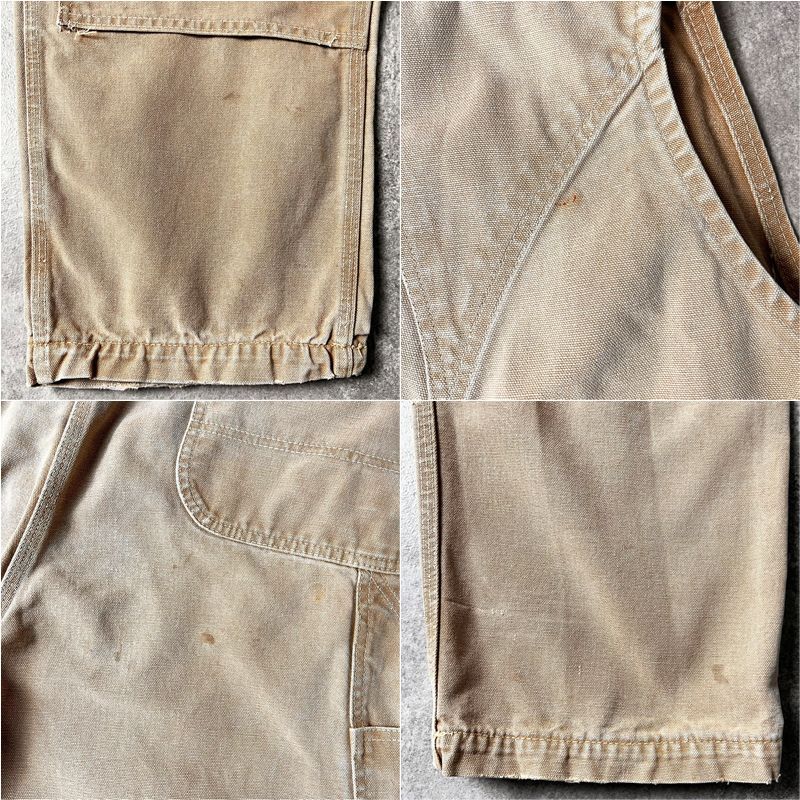 60s USA製 Carhartt デカC ボタン ダブルニー ダック オーバーオール