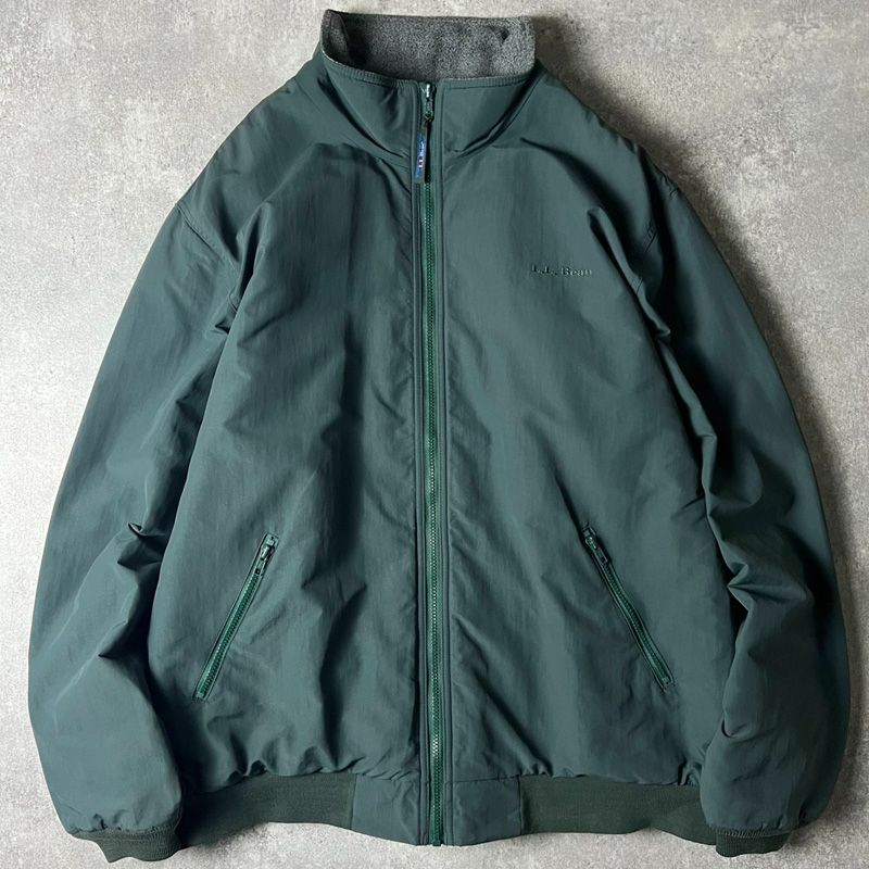 90sアメリカ製エルエルビーンナイロンウォームアップジャケットフリースオリーブ緑 90s USA製 L.L.Bean ウォームアップ フリースライナー ナイロン