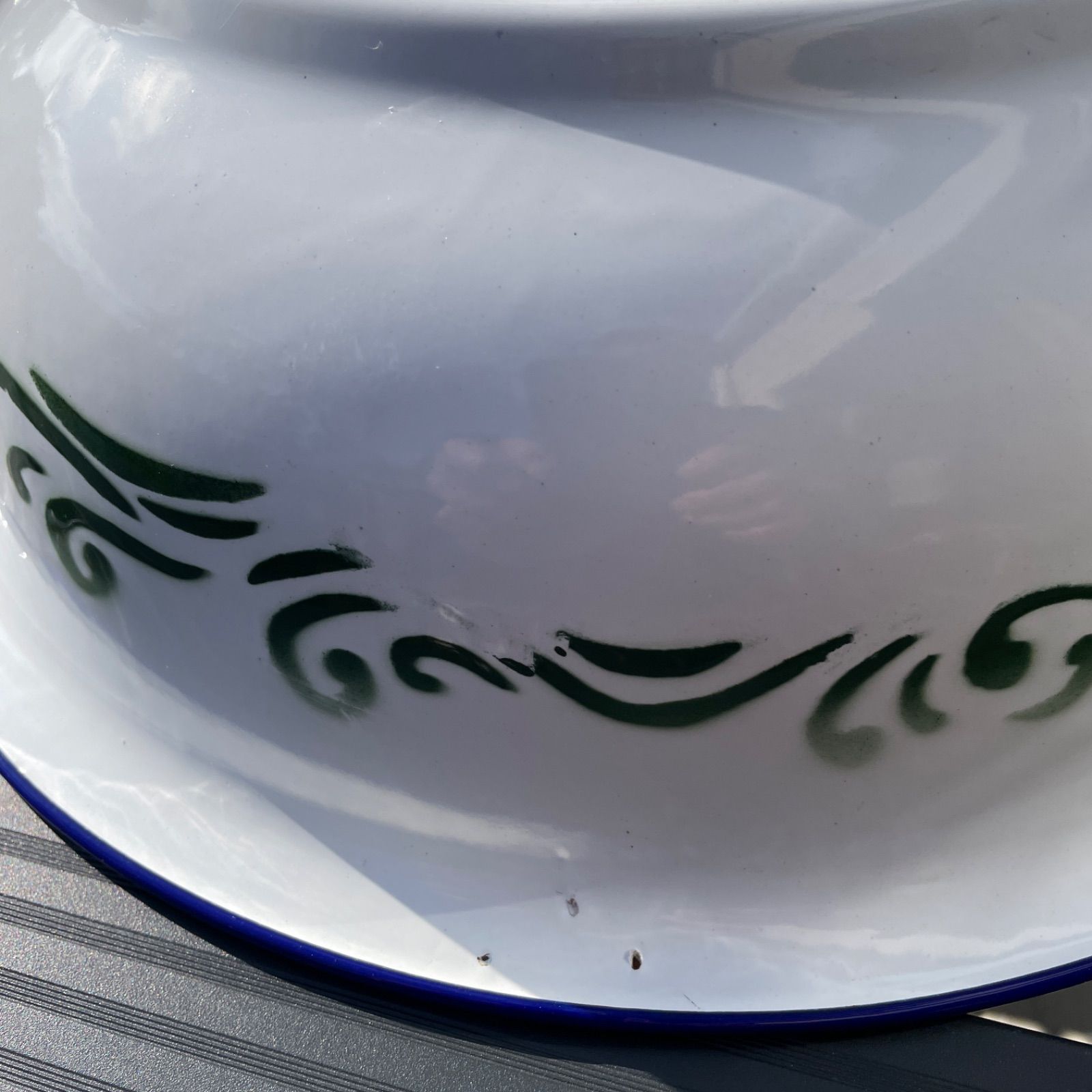 アジアン ヴィンテージ ホーロー 鯉柄 幸せを呼ぶ 巨大ボウル 36×11