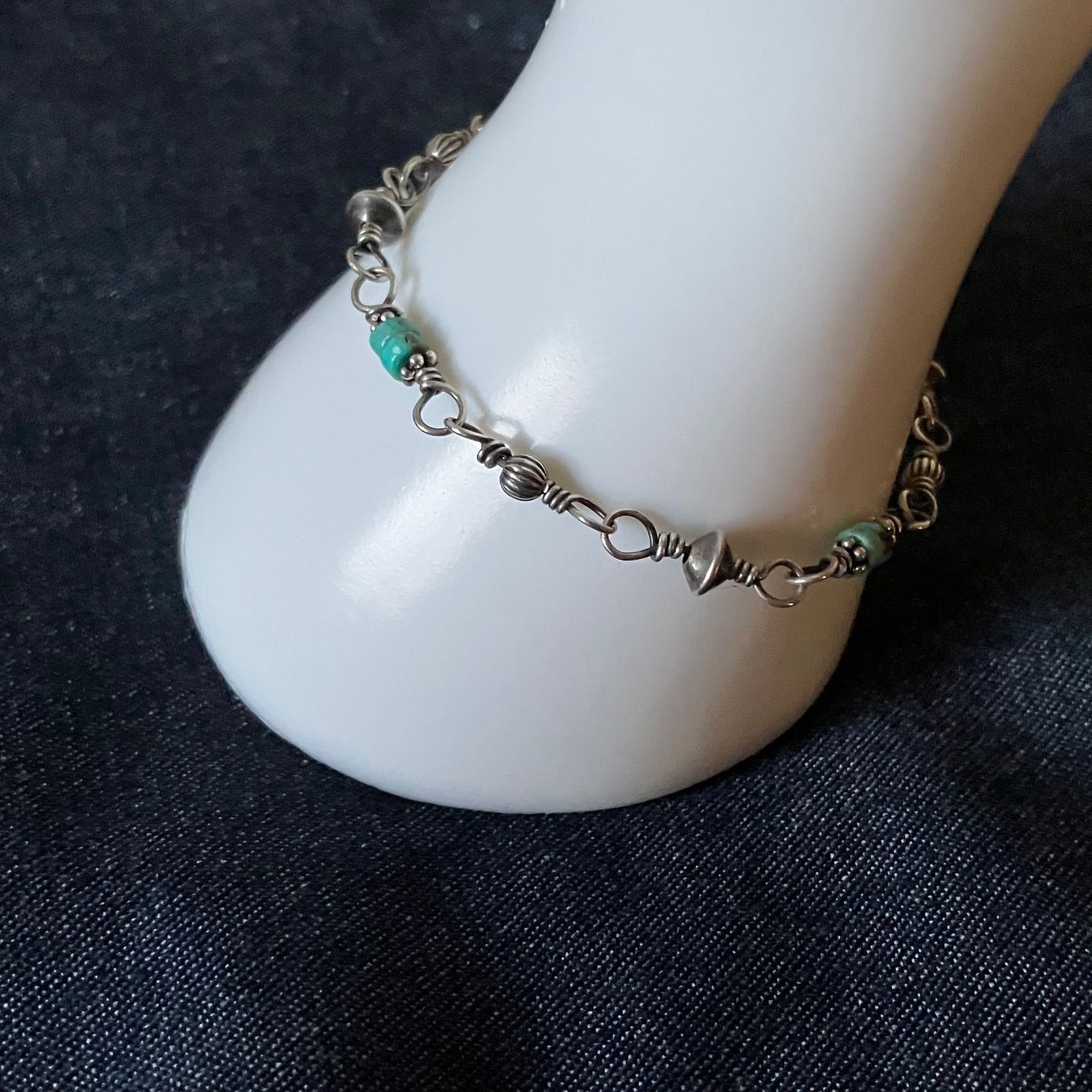 All silver925 ナバホパール×天然ターコイズのつけっぱなしOK錆びない