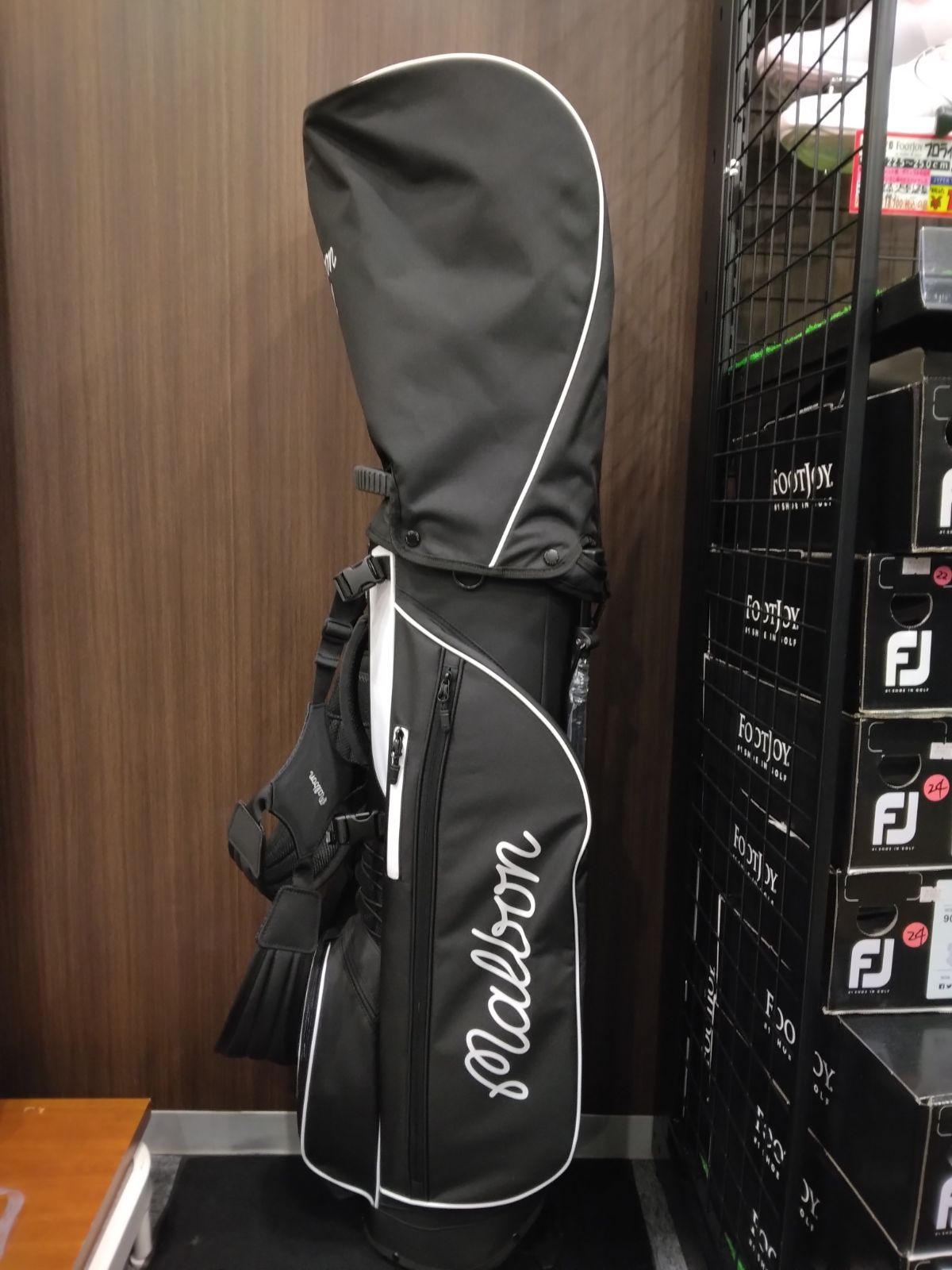 新品マルボンmalbon golfゴルフ キャディバッグ 男女兼用ブラック Malbon ゴルフキャディバッグ 黒