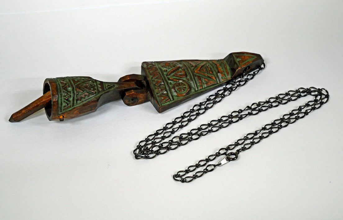 砂澤 ビッキ「樹鈴ペンダント二連（約14.7cm）」木彫作品 世界的彫刻家