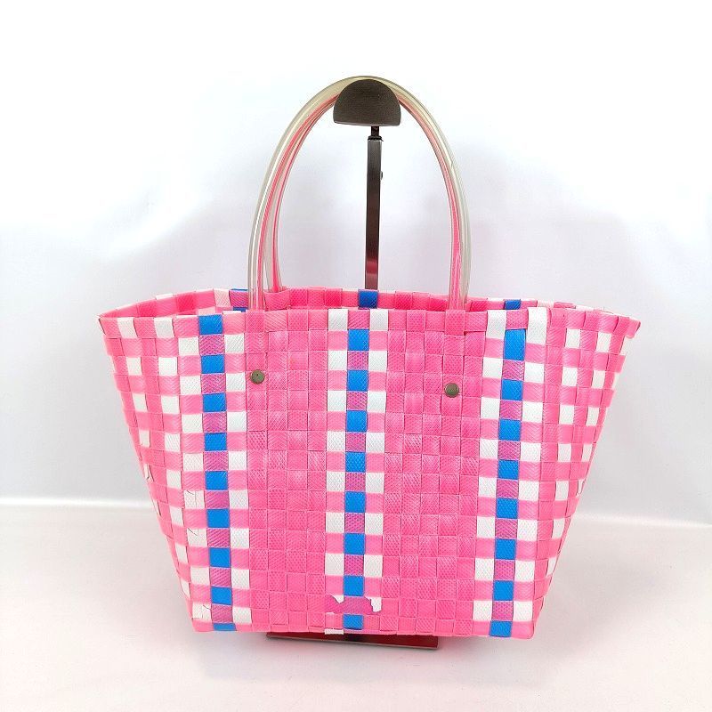 訳あり MARNI マルニ マーケット かごバッグ ハンドバッグ ピンク ロゴ