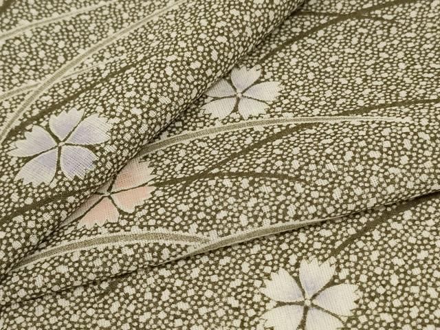 平和屋着物＊夏物 小紋 紗 芝花文 洗える着物 AABD6583jd