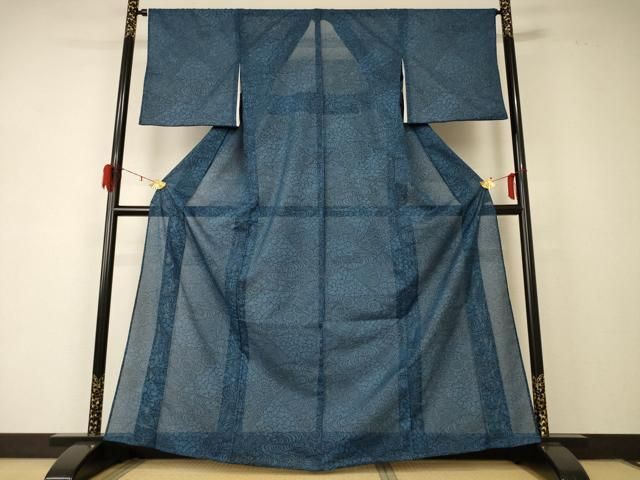 平和屋着物＊夏物　小紋　絽　切嵌花文　洗える着物　AABD6585jd 平和屋着物＊夏物 小紋 絽 切嵌花文 洗える着物 AABD6585jd