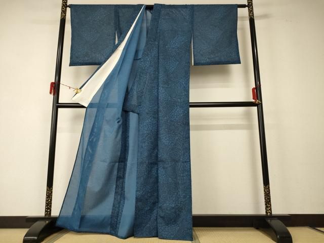 平和屋着物＊夏物　小紋　絽　切嵌花文　洗える着物　AABD6585jd 平和屋着物＊夏物 小紋 絽 切嵌花文 洗える着物 AABD6585jd