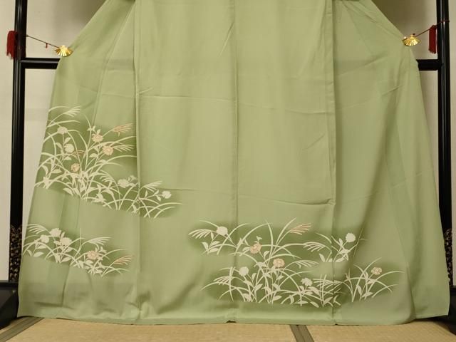 平和屋着物＊夏物　訪問着　絽　駒刺繍　草花文　暈し染め　ロング丈　正絹　逸品　AABD6587jd 平和屋着物＊夏物 訪問着 絽 駒刺繍 草花文 暈し染め ロング