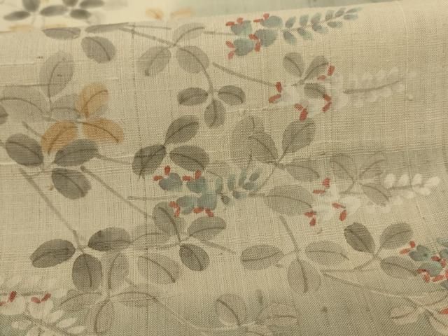 平和屋着物＊夏物 訪問着 生紬 紗 萩文 暈し染め 正絹 逸品 AABD6589jd