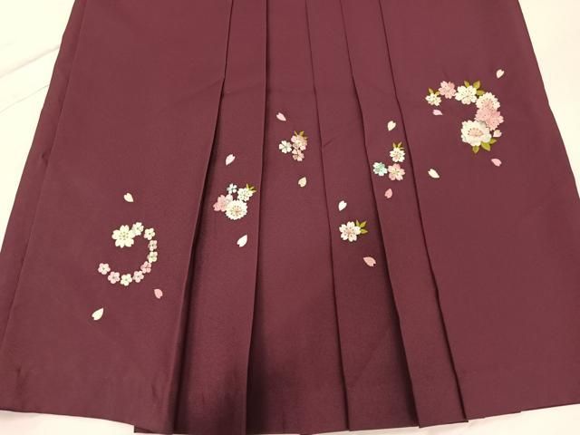 平和屋着物○女性 行灯袴 刺繍 舞桜文 暈し染め 洗える着物