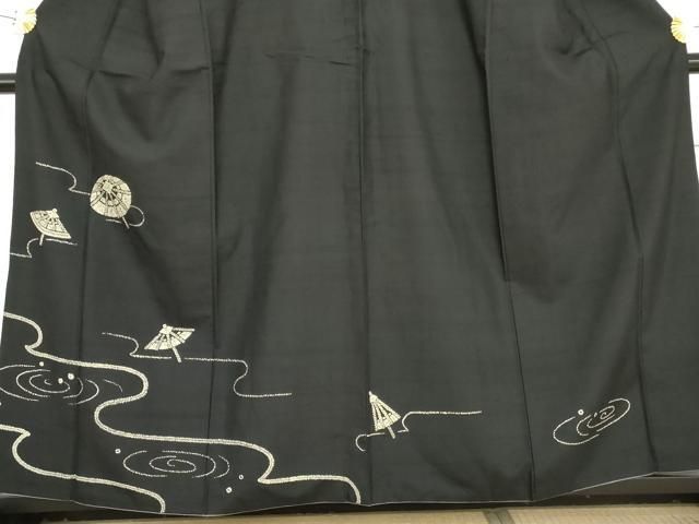 平和屋着物○訪問着 紬地 番傘 黒地 正絹 逸品 AABD6240cs - メルカリ