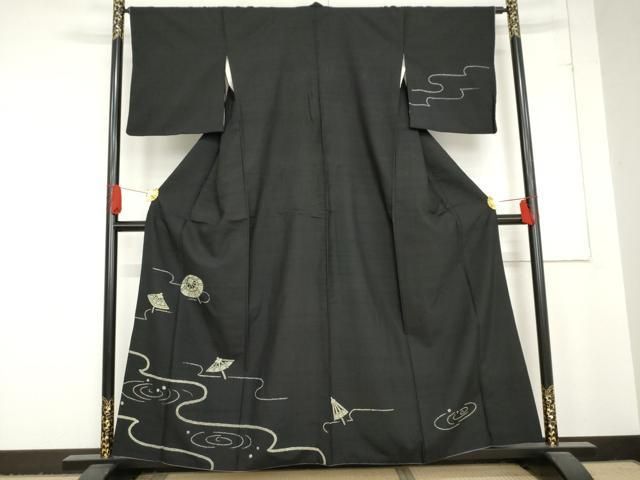 平和屋着物○訪問着 紬地 番傘 黒地 正絹 逸品 AABD6240cs - メルカリ