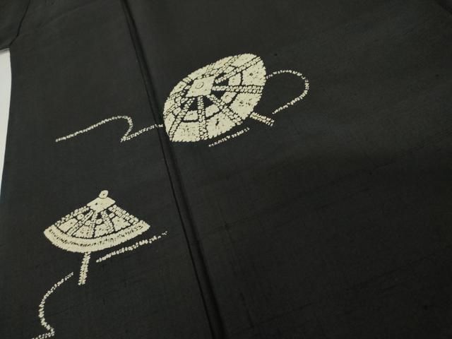 平和屋着物○訪問着 紬地 番傘 黒地 正絹 逸品 AABD6240cs - メルカリ