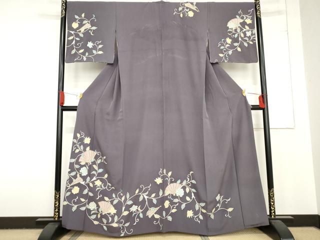 平和屋着物●訪問着　檜扇更紗花文　金彩　正絹　逸品　AABD6269cs 平和屋着物○訪問着 檜扇更紗花文 金彩 正絹 逸品 AABD6269cs - メルカリ