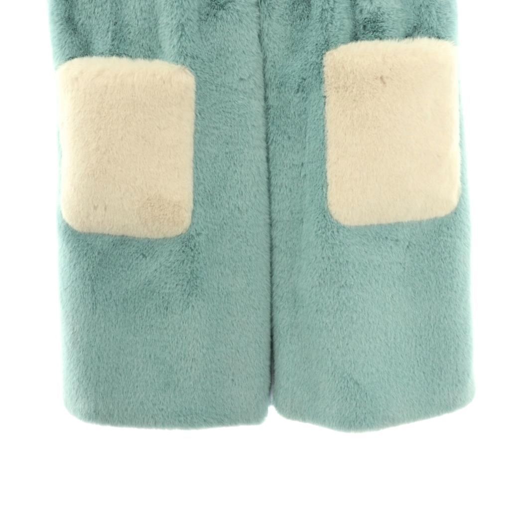 レモンプレット lemonplet FAUX FUR ベスト ロング 前開き S 水色 /NR