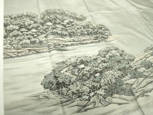 平和屋着物●本場染大島紬　訪問着　作家物　手描き　仁科路　正絹　逸品　DAAZ0716ps 平和屋着物○本場染大島紬 訪問着 作家物 手描き 仁科路 正絹 逸品