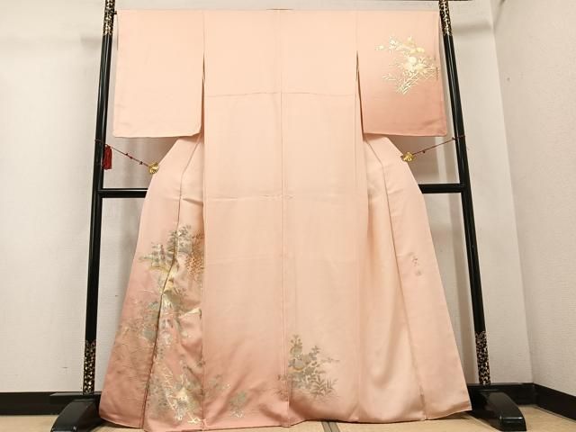 平和屋着物●金彩友禅　卓越技能者・名工・和田光正　訪問着　御所車花文　暈し染め　金彩　正絹　逸品　AABD6022ph 平和屋着物○金彩友禅 卓越技能者・名工・和田光正 訪問着 御所車花文