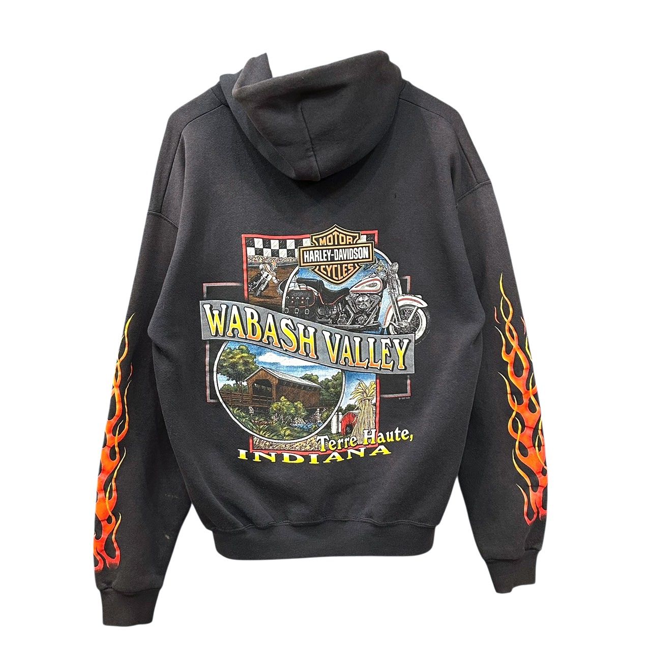 90s ビンテージ ハーレーダビッドソン 両面プリント ジップパーカー L