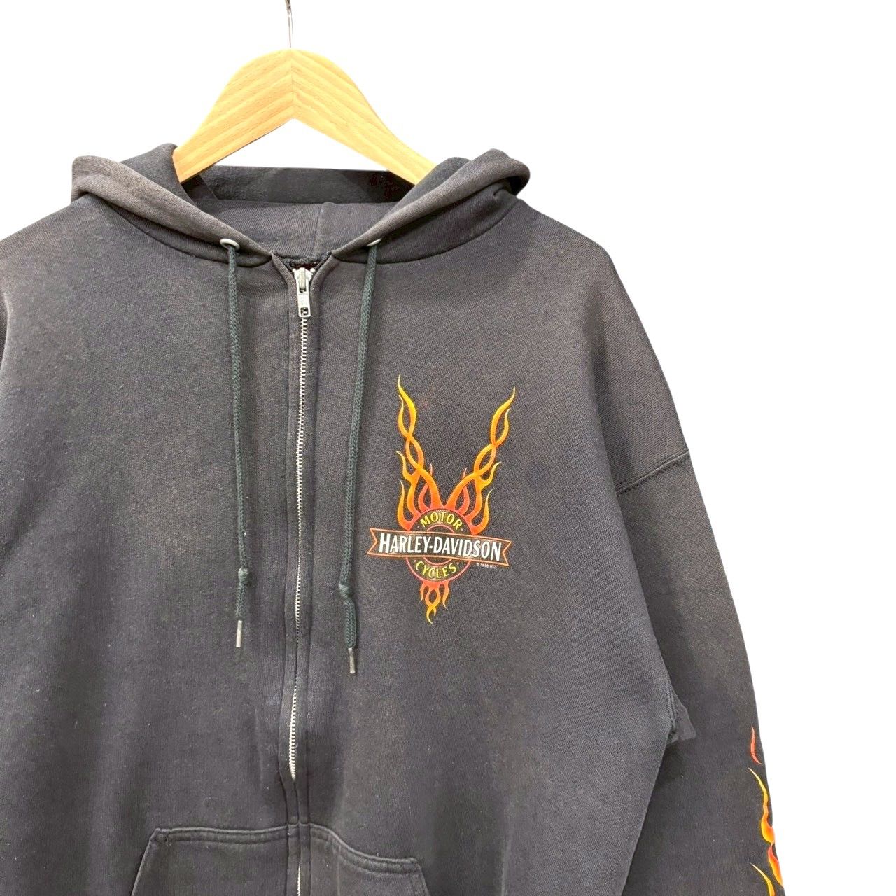 90s ビンテージ ハーレーダビッドソン 両面プリント ジップパーカー L