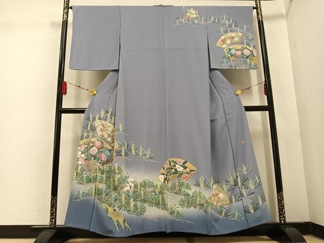 平和屋着物○訪問着 友禅 作家物 扇面草花文 暈し染め 正絹 逸品