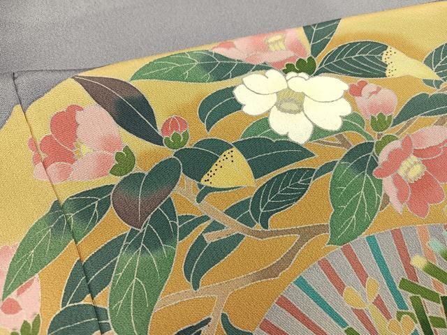 平和屋着物○訪問着 友禅 作家物 扇面草花文 暈し染め 正絹 逸品