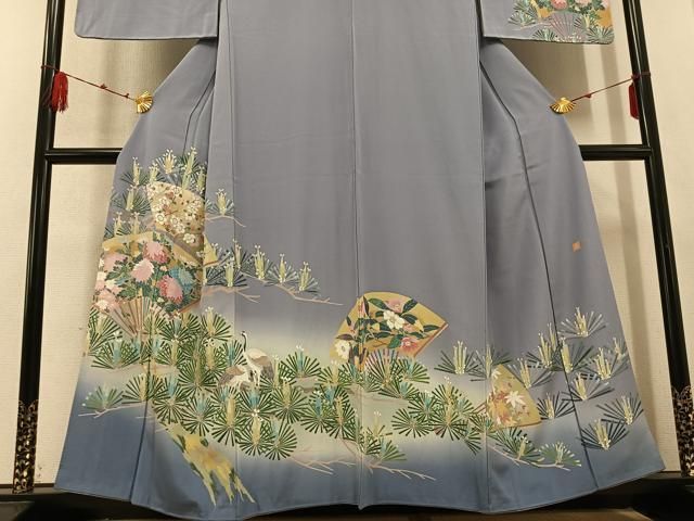 平和屋着物○訪問着 友禅 作家物 扇面草花文 暈し染め 正絹 逸品