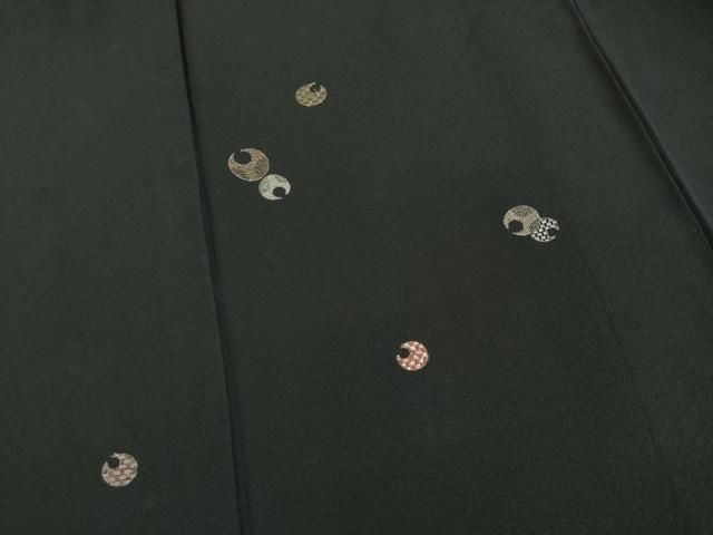 平和屋着物●訪問着　刺繍　三日月　黒地　正絹　逸品　AABD1099ck 平和屋着物○訪問着 刺繍 三日月 黒地 正絹 逸品 AABD1099ck 平和屋着物○