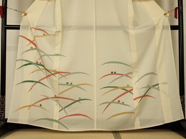 平和屋着物＊夏物　訪問着　絽　刺繍　蔦の葉芝文　暈し染め　正絹　逸品　AABD4517jd 平和屋着物＊夏物 訪問着 絽 刺繍 蔦の葉芝文 暈し染め 正絹