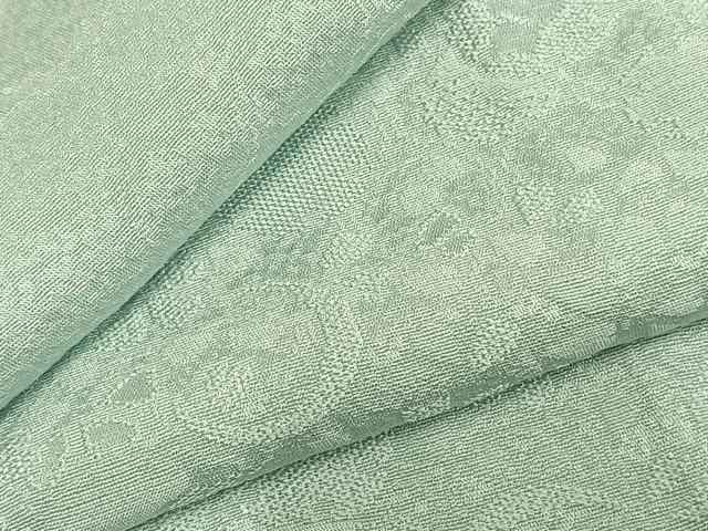 平和屋着物▽上質な色無地 単衣 花丸地紋 錆青磁色 正絹 逸品 
