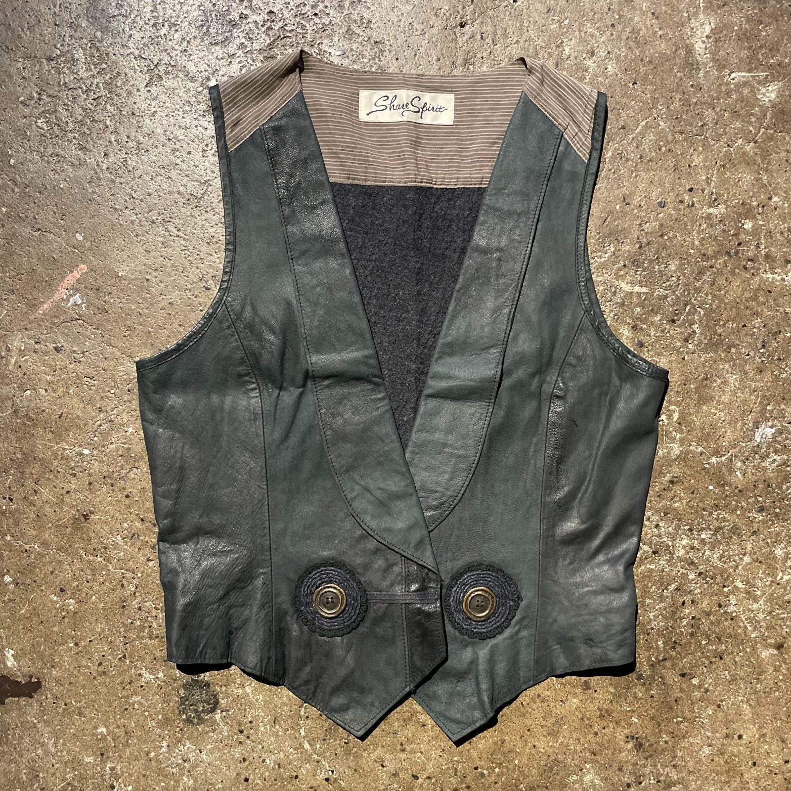 share spirit ベスト　ジレ SHARE SPIRIT シープスキン 切替 ショールカラー ベスト シェアー