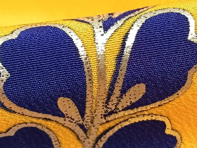 平和屋着物▽小紋 単衣 草花文 銀彩 洗える着物 AABC4098fy