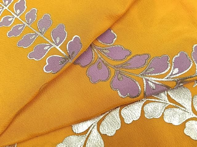 平和屋着物▽小紋　単衣　草花文　銀彩　洗える着物　AABC4098fy 平和屋着物▽小紋 単衣 草花文 銀彩 洗える着物 AABC4098fy