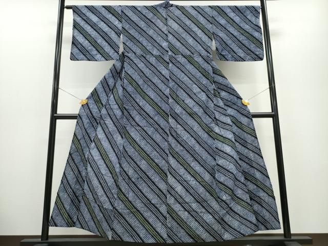 平和屋着物∴夏物 浴衣 竹垣流水花文 綿 逸品 CABA0493ng