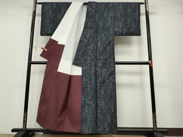 平和屋着物○本場大島紬 笹竹文 正絹 逸品 CAAY8102gh