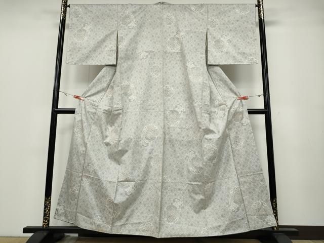 平和屋着物○本場大島紬 白大島 9マルキ 雪輪花文 正絹 逸品